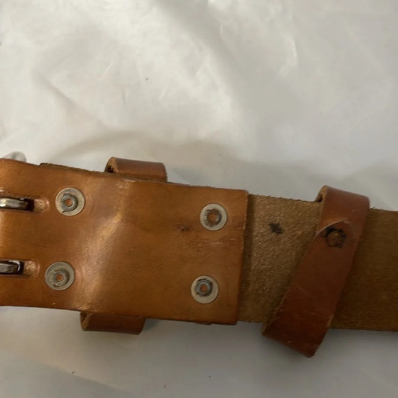 YORK Vintage Tan Leather Weightlifting Belt Gym Training Support Size M 32-36 - Picture 10 of 12